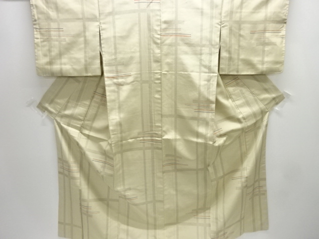 JAPANESE KIMONO / OMESHI KIMONO / SILK / NISHIJIN / WOVEN ABSTRACT GRID